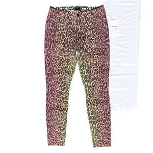 Mother High Waisted Looker Fray Jeans Horizon Leopard Print Womens 29